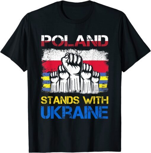 Vintage Ukraine Ukrainian Flag Ukraine & Poland Flag Pray Ukraine T-Shirt