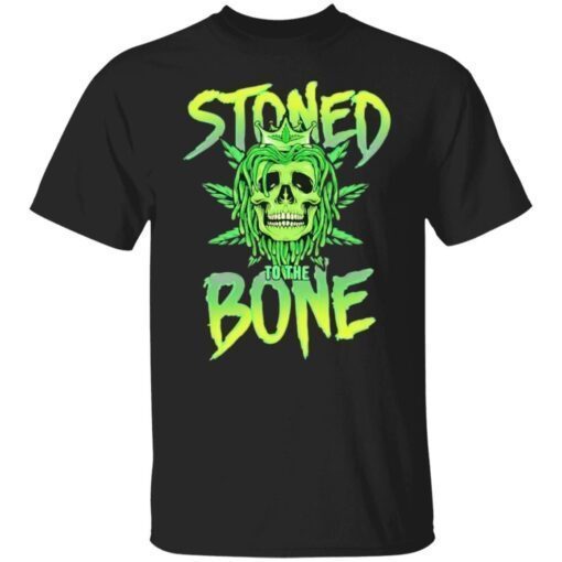 Weed Skull Stoned To The Bone Tee Shirt