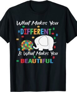 What Makes You Different Autism Child Elephant Mom Awareness Tee Shirt