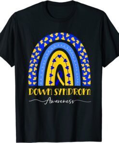World Down Syndrome Awareness Day Boho Rainbow Ribbon T21 Tee Shirt