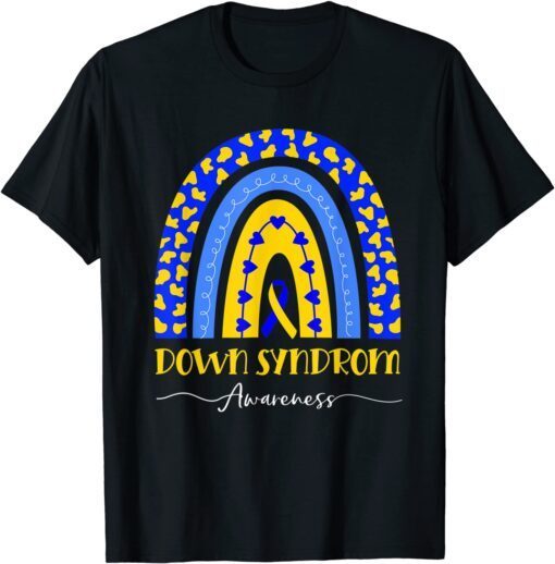 World Down Syndrome Awareness Day Boho Rainbow Ribbon T21 Tee Shirt