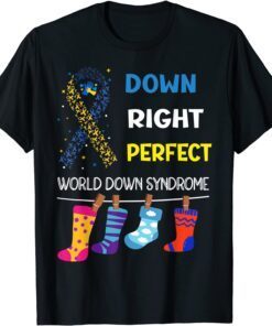 World Down Syndrome Support Kids Yell Ribbon Blue Tee Shirt