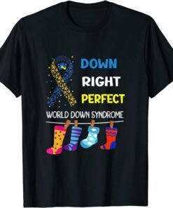 World Down Syndrome Support Yell Ribbon Blue Tee Shirt