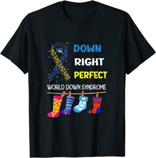 World Down Syndrome Support Yell Ribbon Blue Tee Shirt