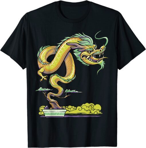 Zen Buddhist Japanese Aesthetic Dragon Bonsai Tree Tee Shirt