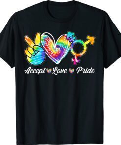 Accept Love Pride Transgender Tie Dye LGBT Pride Month Tee Shirt