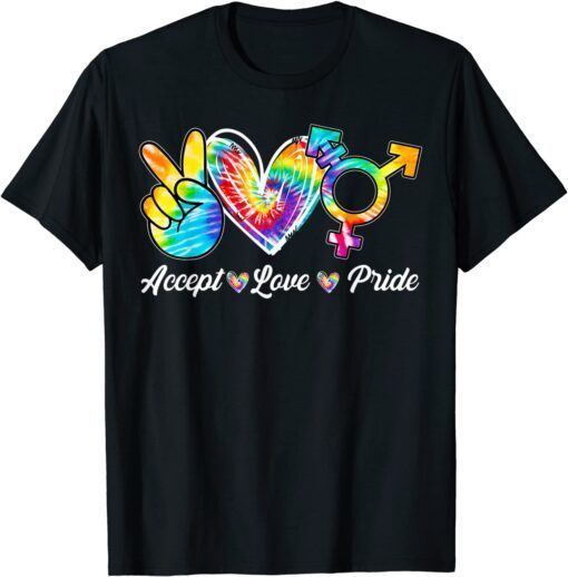 Accept Love Pride Transgender Tie Dye LGBT Pride Month Tee Shirt