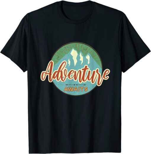 Adventure Awaits Vintage Great Adventure Hiking Camping Tee Shirt