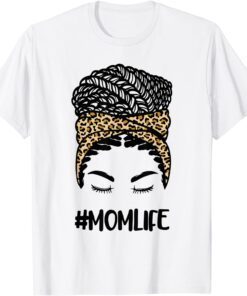 Afro Leopard Mom Life Black African American Mothers Day Tee Shirt