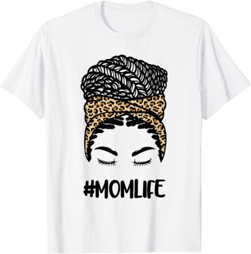 Afro Leopard Mom Life Black African American Mothers Day Tee Shirt