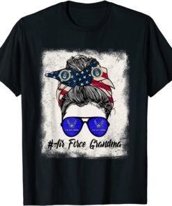 Air Force Grandma Messy Bun Sunglasses Military 4th Of July Tee Shirt