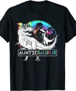 Auntie Saurus Dino Tie Dye Bandana Mother's Day Tee Shirt