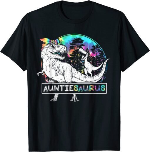 Auntie Saurus Dino Tie Dye Bandana Mother's Day Tee Shirt