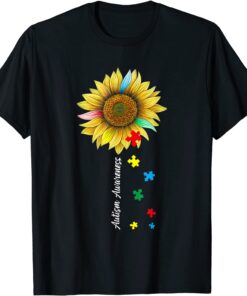 Autism Awareness Day Autistic Sunflower Tee Shirt