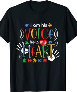 Autism Awareness I Am His Voice He Is My Heart ASD Support Shirt