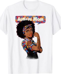 Autism Awareness Strong Mom Afro Mother Black Women Autism Tee Shirt