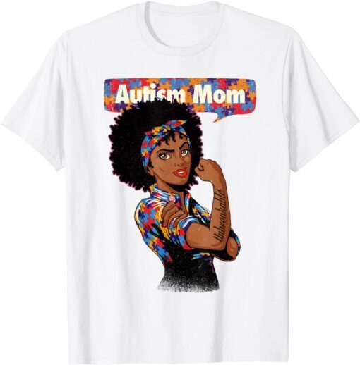 Autism Awareness Strong Mom Afro Mother Black Women Autism Tee Shirt