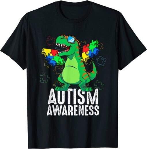 Autism Awareness T Rex Dino Autistic Toddler ASD Dino Autism Tee Shirt