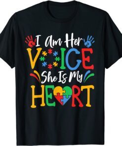 Autism I Am Her Voice She Is My Heart Autism Awareness Month T-Shirt