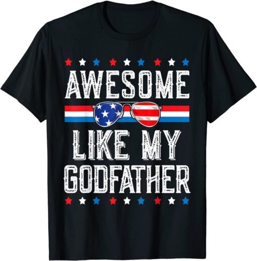 Awesome Like My Godfather Retro USA FLAG Parents Day Baptism Tee hirt