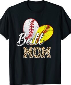 Ball Mom Baseball Softball Mama Team Sports Leopard Tee Shirt