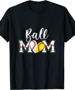 Ball Mom Leopard Softball Baseball Mothers Day T-Shirt