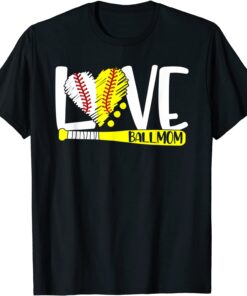 Ball Mom Love Baseball Softball Mothers Day Tee Shirt