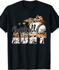 Baseball Aunt Leopard Baseball Lover Mommy Mothers Day Tee Shirt