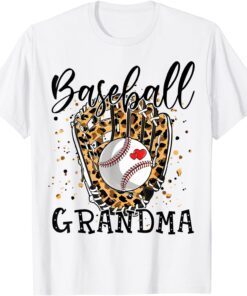 Baseball Grandma Leopard Baseball Lovers Family Mothers Day Tee Shirt