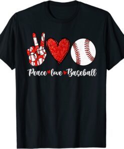 Baseball Mom Leopard Print Peace Love Baseball Mother's Day T-Shirt
