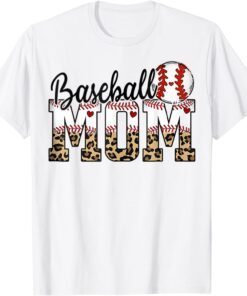 Baseball Mom Leopard Print Vintage T-ball Mother's Day Tee Shirt