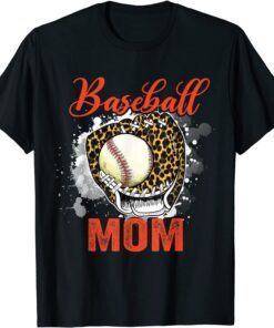 Baseball Mom Leopard Shirt Softball Mama Mother's Day T-Shirt