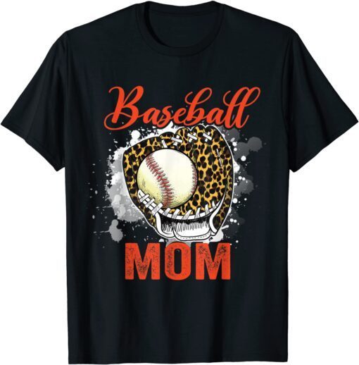Baseball Mom Leopard Shirt Softball Mama Mother's Day T-Shirt