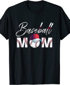 Baseball Mom Mother Day Messy Bun Apparel Bleached Mom Tee Shirt