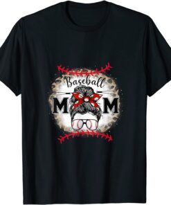 Baseball Mom Mothers Day 2022 Leopard Messy Bun Tee Shirt