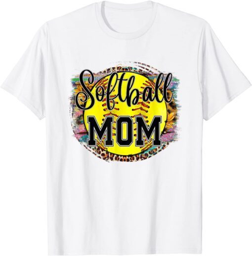 Baseball Mom Softball Mom Mothers Day 2022 Leopard Sunflower Tee Shirt