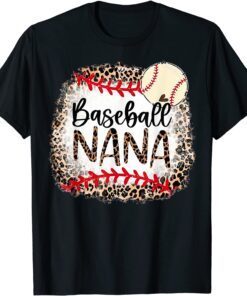 Baseball Nana Softball Leopard Matching Family Mother's Day Tee Shirt