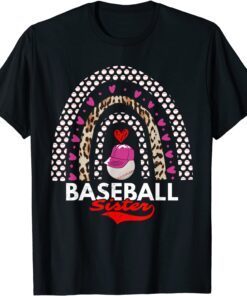 Baseball Sister Baseball Leopard Rainbow Sister Tee Shirt