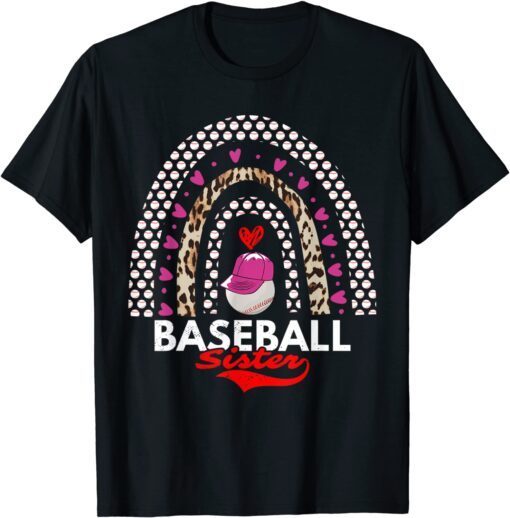 Baseball Sister Baseball Leopard Rainbow Sister Tee Shirt