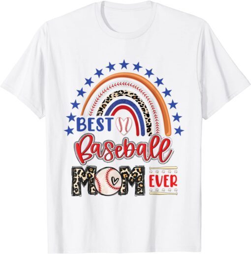 Best Baseball Mom Ever Rainbow Leopard Mother's Day 2022 Tee Shirt