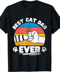 Best Cat Dad Ever Retro Vintage Fathers Day 2022 Cat Lovers Tee Shirt