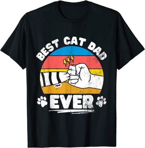 Best Cat Dad Ever Retro Vintage Fathers Day 2022 Cat Lovers Tee Shirt