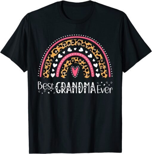 Best Grandma Ever Rainbow Leopard Print Mothers Day Tee Shirt