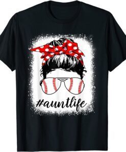 Bleached Aunt Life Softball Baseball Auntlife Mothers Day Tee Shirt