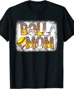 Bleached Ball Mom Baseball Softball Mom Of Both Mother's Day T-Shirt