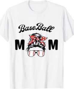 Bleached Baseball Mom Messy Bun Player Mom Mother's Day Tee Shirt