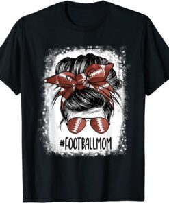 Bleached Football Mom Life With Leopard and Messy Bun Player Tee Shirt