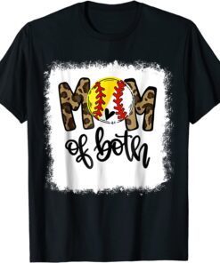 Bleached Mom Of Both Leopard Baseball Mom Mother's Day 2022 Tee Shirt