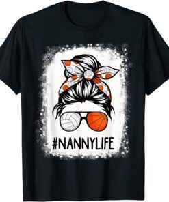 Bleached Nanny Life Volleyball Baseball Messy Hair Bun Tee Shirt