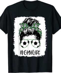 Bleached Soccer Gigi Life Messy Bun Bandana Soccer Lover Tee Shirt